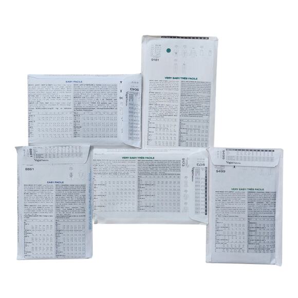 Vogue Sewing Patterns Lot Of 5 9043 9181 8861 9173 9499 Size 8-12 UNCUT Vintage - Picture 2 of 3